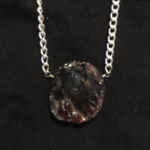 Rough Garnet on 16” Silver Plated Chain
